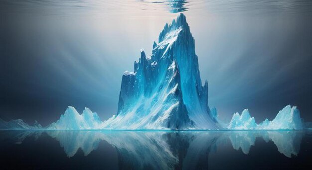 Foto iceberg bianco blu 3d che si collega all'altra dimensione