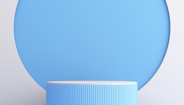 3d blue and white product podium mockup with minimal abstract background 3d rendering