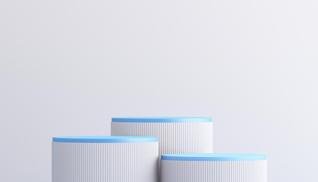 Photo 3d blue and white product podium mockup with minimal abstract background 3d rendering
