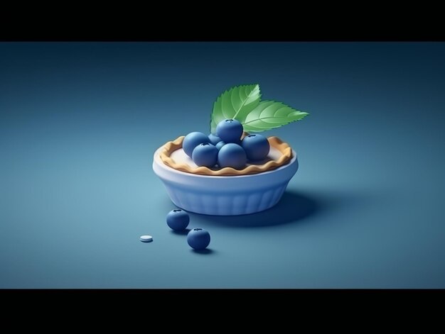 Photo 3d blueberry pie isolated