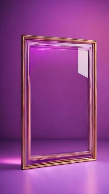 3d blurry glass frame purple background