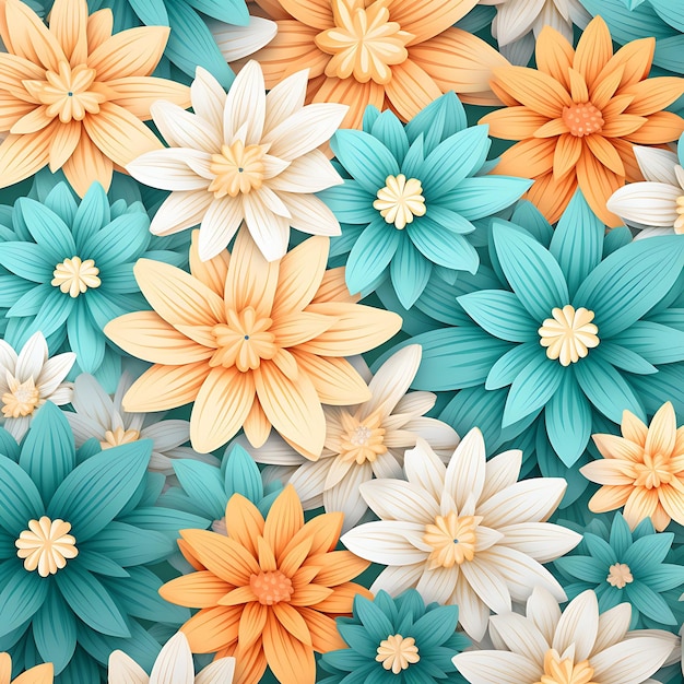 3d Boho Flower Background Digital Paper