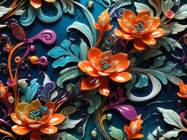 3d botanical floral pattern wallpaper background