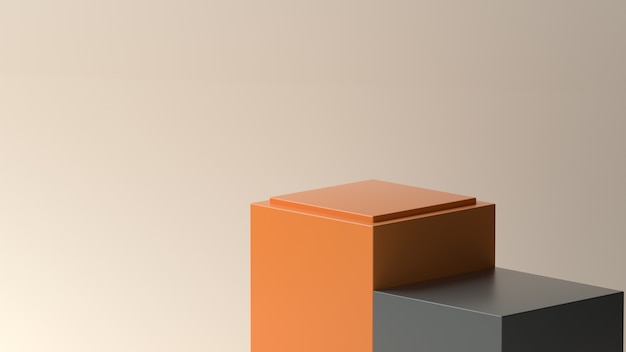 3d box stage for product display or showcase with brown shades color