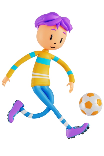 3d boy cartoon character in action with clipping path 3d illustrator sport activity exercise fitness workout training lifestyle man player technology VR gym outdoor cyberspace object concept