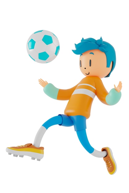 Photo 3d boy cartoon character in action with clipping path 3d illustrator sport activity exercise fitness workout training lifestyle man player technology vr gym outdoor cyberspace object concept