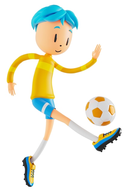 3d boy cartoon character in action with clipping path 3d illustrator sport activity exercise fitness workout training lifestyle man player technology VR gym outdoor cyberspace object concept