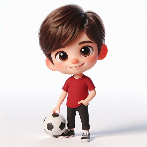 Premium Photo | 3d Boy Cartoon Character wearing red tshirt and black ...