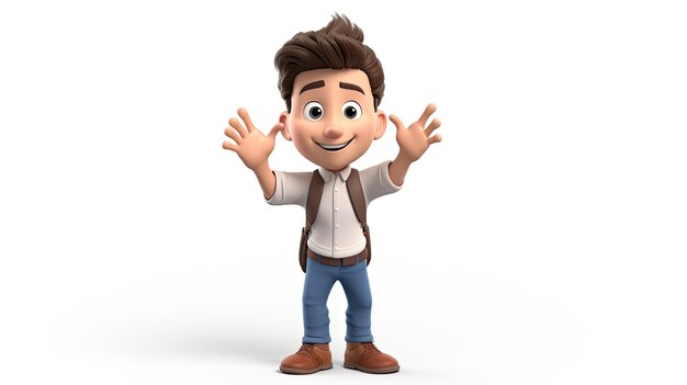 3D boy cute cartoon character ai generated