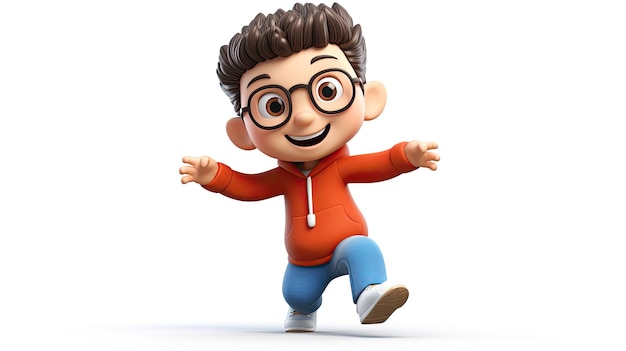 3D boy cute cartoon character ai generated