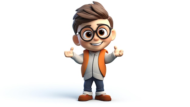 3D boy cute cartoon character ai generated