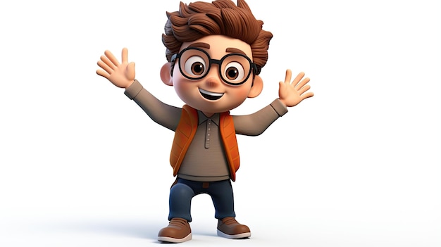 3D boy cute cartoon character ai generated