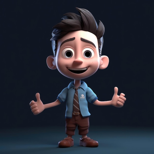 3d boy happy cartoon 3d render