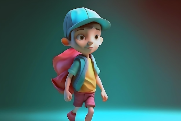 Сгенерированный ai мультфильм 3d Boy kid illustration