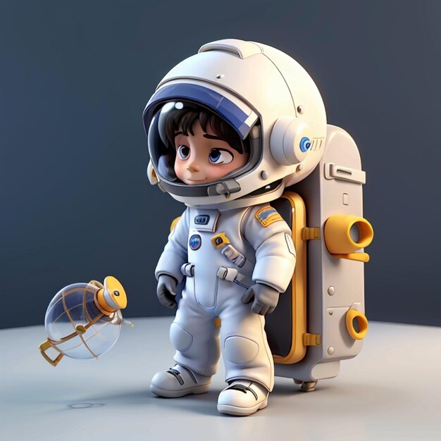 Photo 3d boy in spacesuit