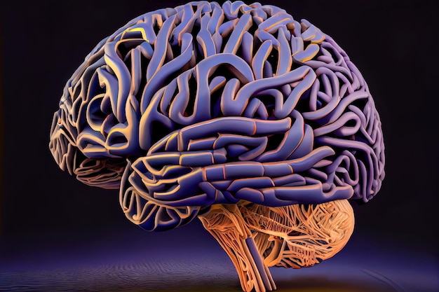3D мозг крупный план Генеративный ИИ