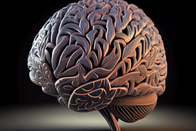3D мозг крупный план Генеративный ИИ