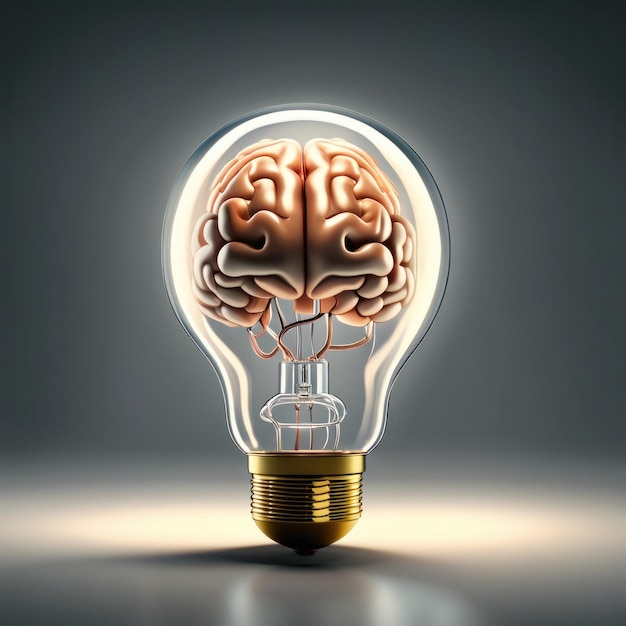 3d brain inside of transparent light bulb A brain inside a light bulb perfect composition