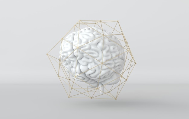 3d brain rendering illustration template background