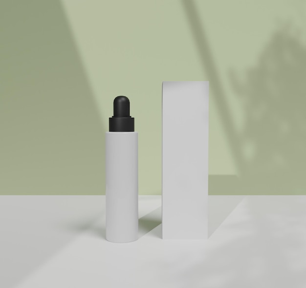 3d branding mock up of beauty fashion cosmetic makeup bottle
with window shadow background