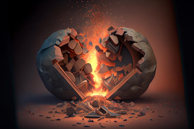 3d broken heart close up 3d illustration Generative AI