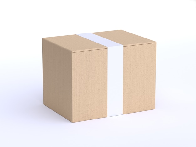 Photo 3d brown paper box parcel