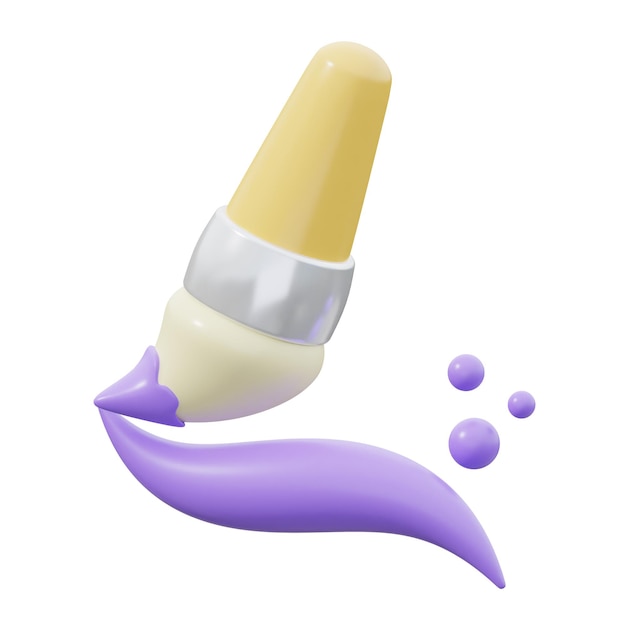 3D Brush Isolated Icon Illustration Render