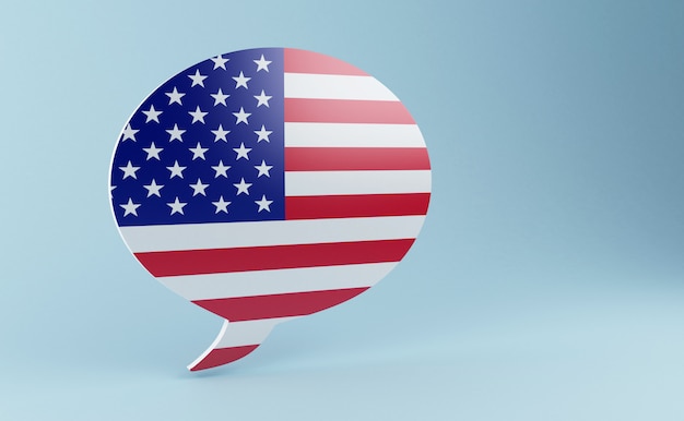 Photo 3d bubble speech with united states flags