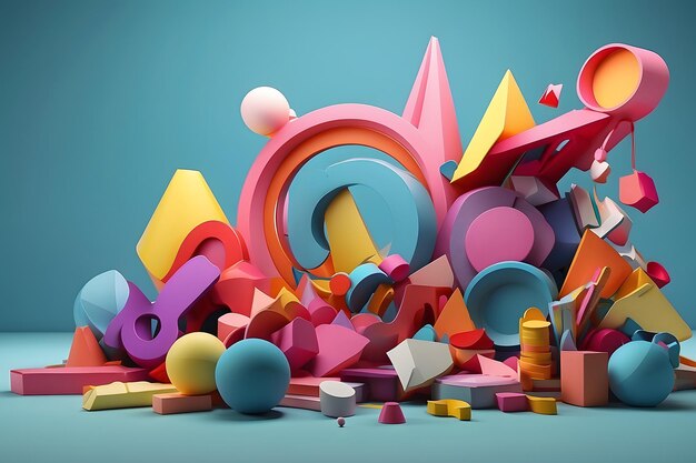 3D Bubbles Illustrations Colorful Objects Different Shapes