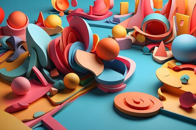 3D Bubbles Illustrations Colorful Objects Different Shapes