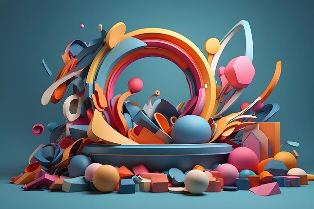 3D Bubbles Illustrations Colorful Objects Different Shapes