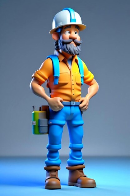 Photo 3d builder character in professional uniform