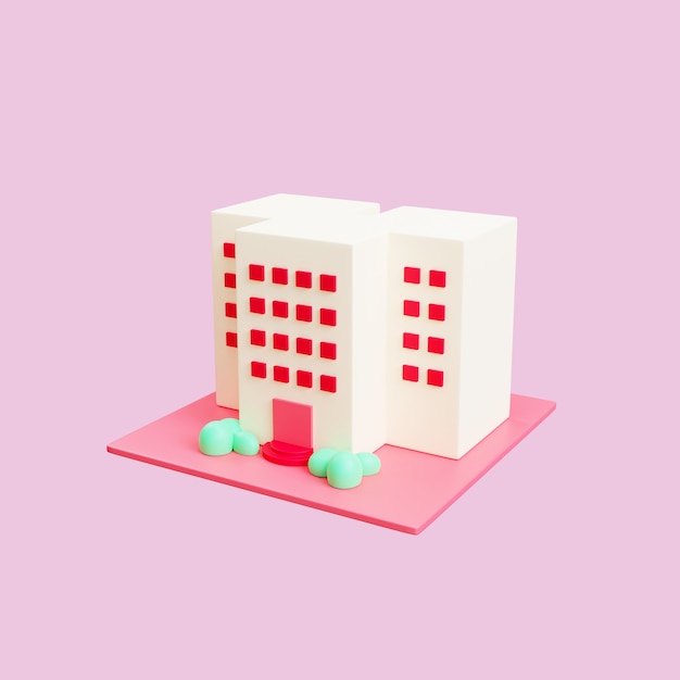 3d building object rendered isolated illustration