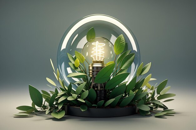 3d bulb with foliage