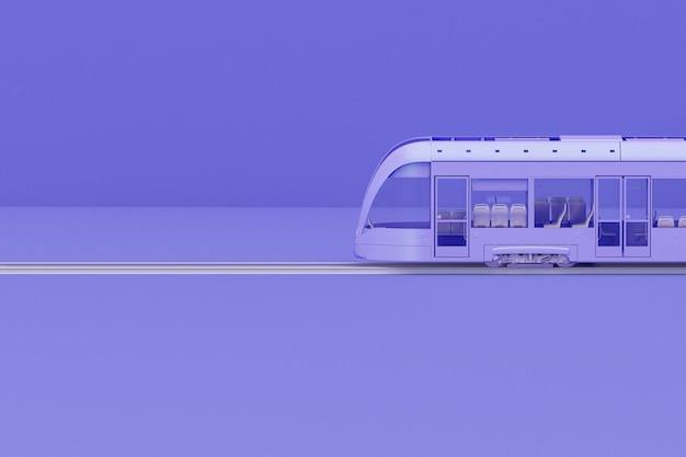 3d bullet train, purple sky train transport on pastel purple\
background. high speed rail transport