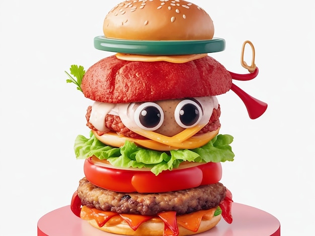 3D burger characters generated by AI