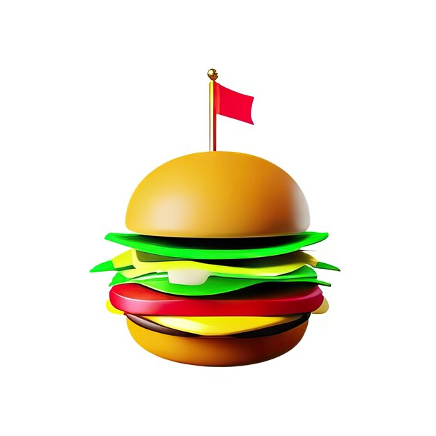 Foto illustrazione 3d di burger