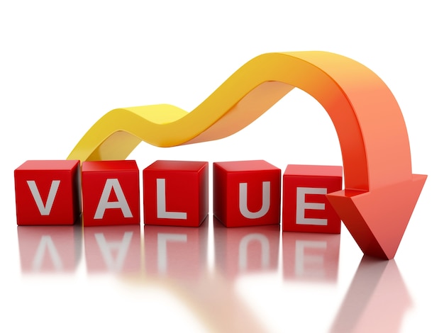 Premium Photo | 3d Business, arrow falling. Decrease concept.