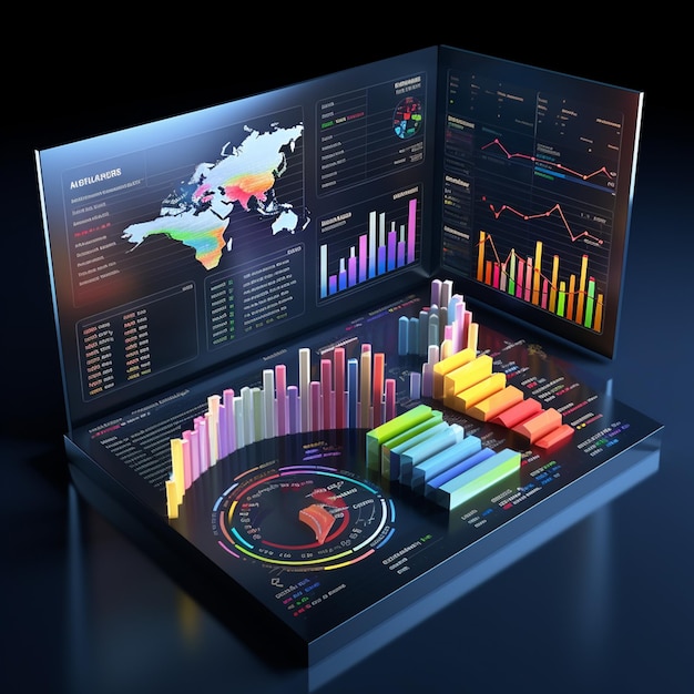 3d business data dashboard generated by Ai