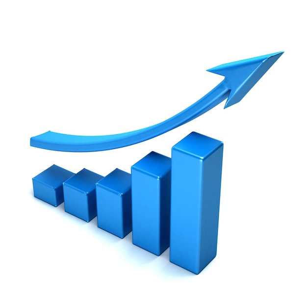 3d business growth bar graph curve