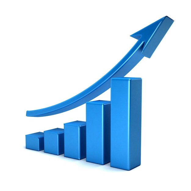 3d business growth bar graph curve