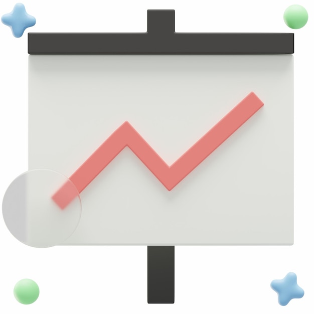 Photo 3d business line chart illustration