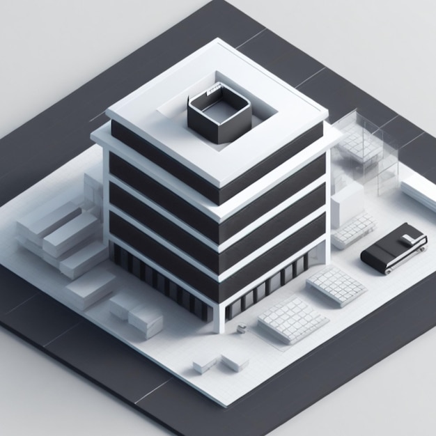 3D Business Office building AI Generated