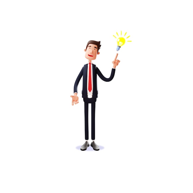 3D Businessman Cartoon Design with a gesture of having an idea