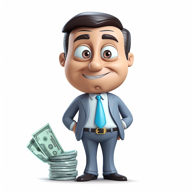 3d businessman character money illustration generative ai