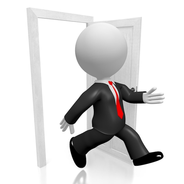 Photo 3d businessman door concept