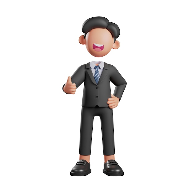 3d businessman with thumbs up gesture