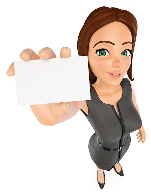 Photo 3d businesswoman with a blank card