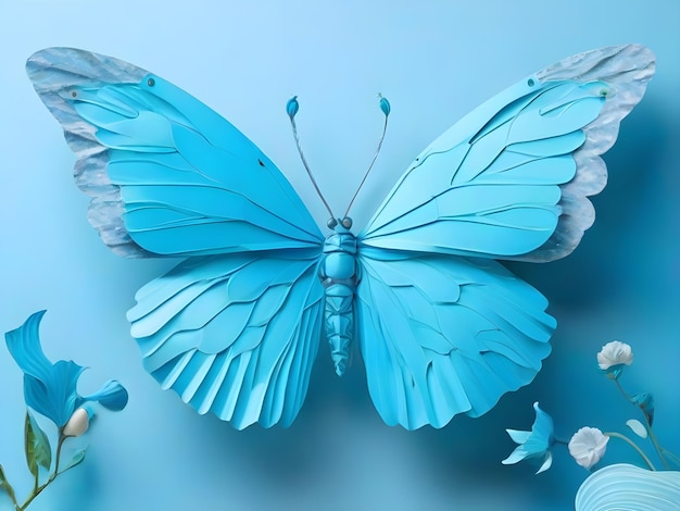 3d butterfly in blue color