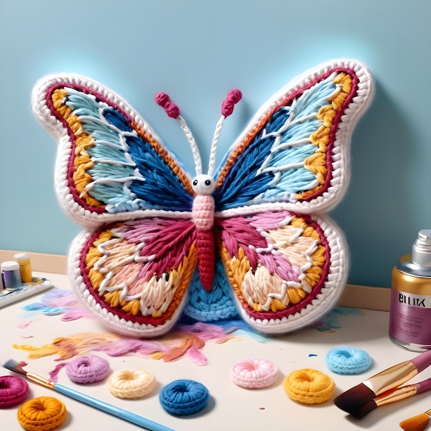 Photo 3d butterfly crochet art